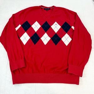 Men’s Tommy Hilfiger Argyle Sweater Red